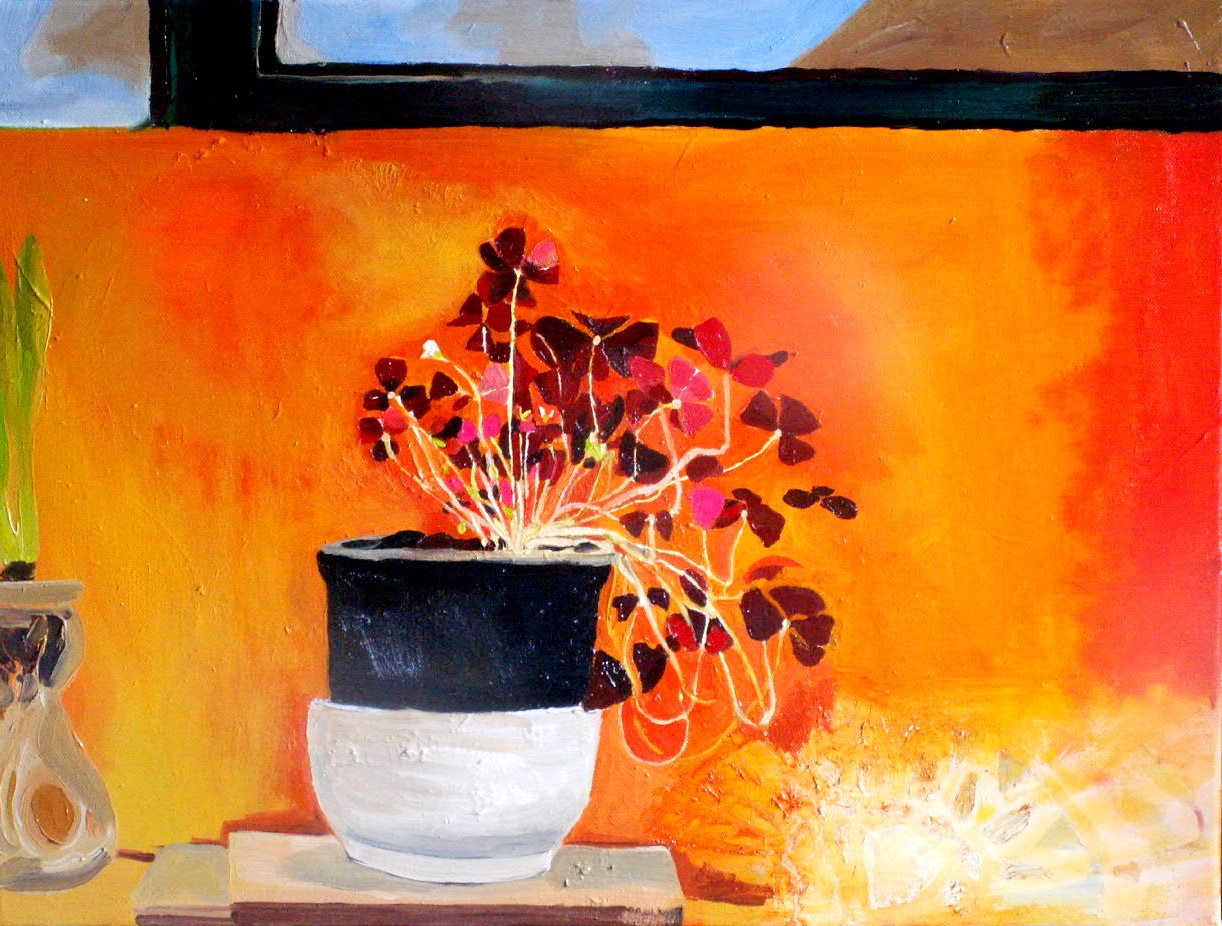 'Red Leaves, Orange Wall' by artist Rachel Vollerthun [ nee Sedley ]